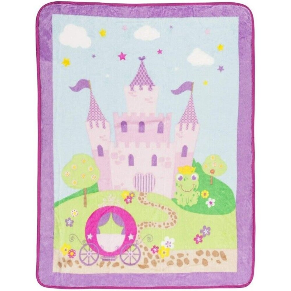 New Fairy Princess Castle Plush Fleece Throw Girl Gift Blanket Frog Prince Pink